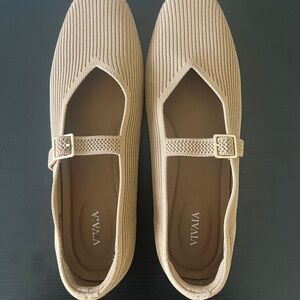 Women's Tan Square Toe Mary Jane's VIVAIA